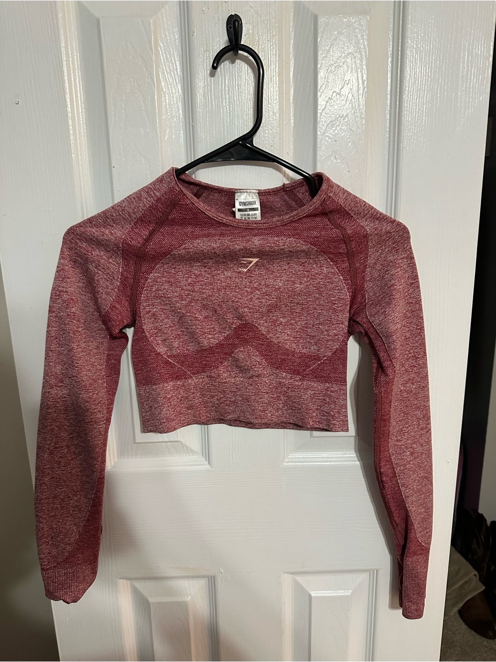 Gymshark Long Sleeve Seamless Crop Top in Burgundy Heather